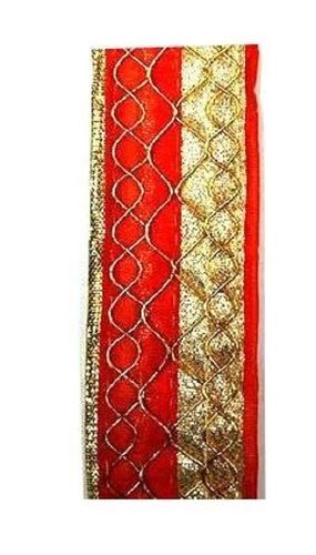 Red And Golden 30 Meter Long One Sided Cotton Saree Border