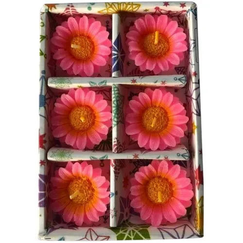 6 Pieces Box Paraffin Wax Cotton Wick Decorative Flower Candles 