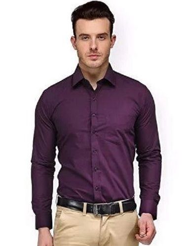 Classic Collar Full Sleeves Plain Dyed Cotton Formal Shirts For Mens