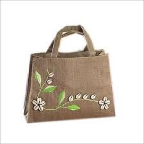 Brown Comfortable Eco Friendly Reusable Multipurpose Fancy Printed Jute Bags