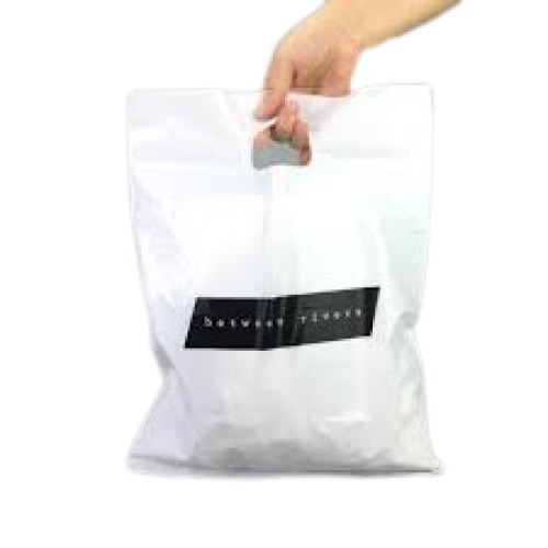 White With Black Disposable Lightweight Plain Embossing Surface Pvc Plastic Carry Bag (Pack Of 50)