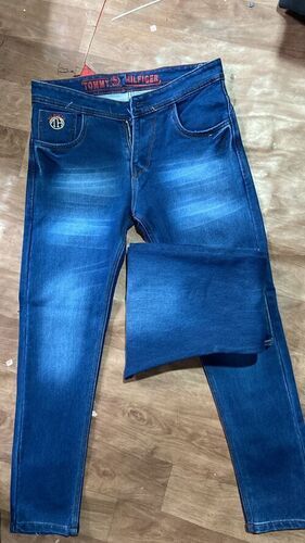 Men Slim Fit Faded Blue Denim Jeans For Casual Wear