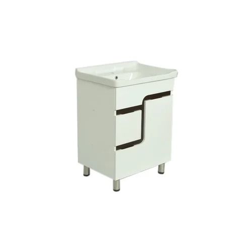 White Polished Finish Rectangular Hdhmr Body Bathroom Vanity Cabinet