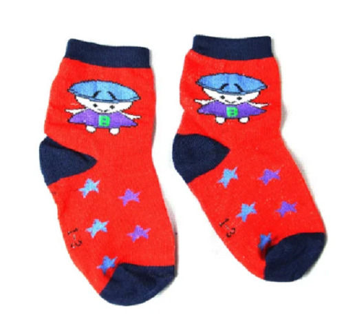 Quick Dry Cotton Printed Ankle Length Low Elasticity Kids Socks