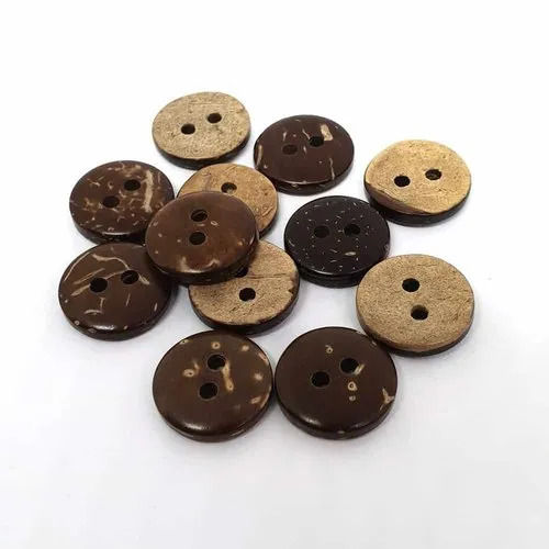 100 Pieces Pack Stiff Flatback Style Plated Technique Round Coconut Button