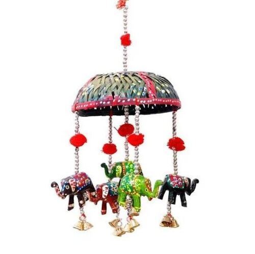 Multicolor 18 Inches Hanging Decorative Handicraft Elephant For Indoor