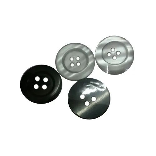 Silver 4 Holes Lightweight Round Shape Flatback Style Plain Plastic Shirt Button