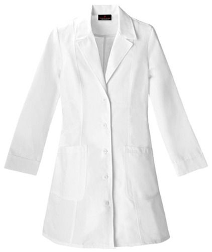 White Comfortable Long Sleeves Notch Collar Plain Cotton Doctor Coat For Unisex