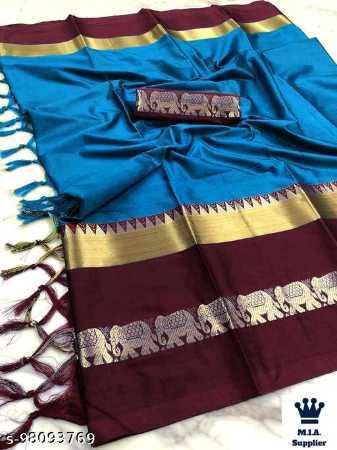 Multi Colour Available Cotton Silk Saree Complete Set