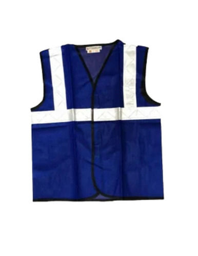 Blue And White O Neck Sleeveless Reflective Striped Polyester Safety Jacket For Construction