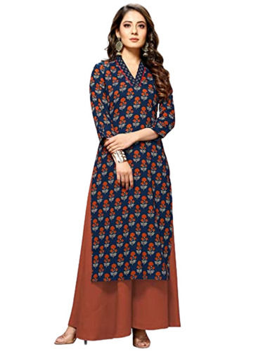 Washable 3/4Th Sleeves Knee Length Casual Cotton Printed Kurti Bust Size: 34 Inch (In)