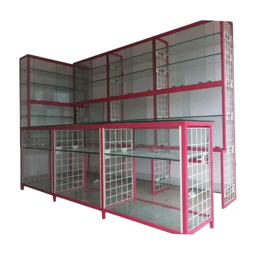 125 Kilograms Rust Proof Paint Coated Iron And Glass Cosmetic Display Rack