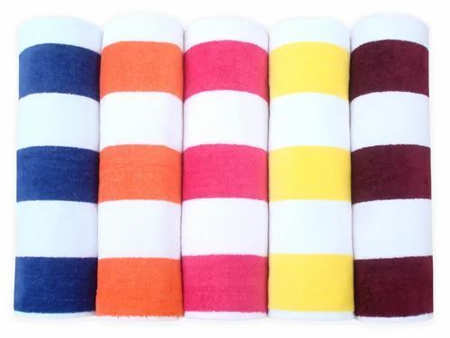 154 X 70 Cms Multicolored Cabana Stripes Cotton Bath Towels