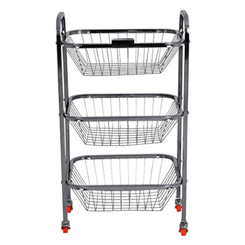 18x10x4 Inch Galvanized Stainless Steel Vegetable Stand With Four Wheels