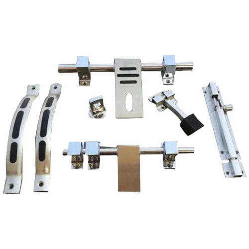 Silver And Black 750 Gram Corrosion Resistance Polished Finish Stainless Steel Door Fitting Kit