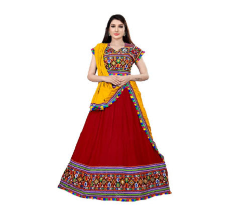 Multicolor Casual Wear Shorts Sleeves Embroidered Cotton Traditional Chaniya Choli