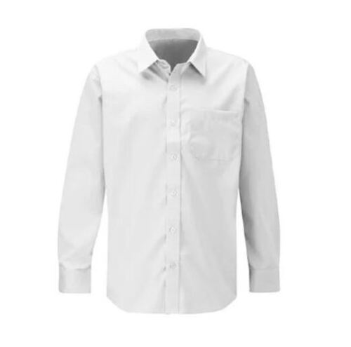 Full Sleeves Plain Dyed Skin Friendly Cotton School Uniform Shirt For Boys