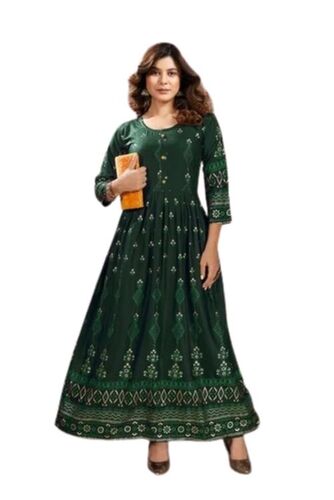 Modern Indian Full Sleeved Printed Breathable Cotton Fabric Designer Gown Bust Size: Free Size Inch (In)