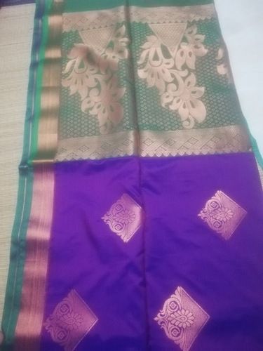 Purple Party Wear Designer Traditional Printed Cotton Silk Saree For Ladies