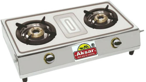 Manual Polished Finish Stainless Steel Rectangular Shaped Two Burner Lpg Gas Stove