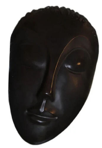 Black Polished Smooth Shiny Indian Style Head Frp Metal Sculptures For Decoration