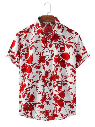 Short Sleeves Button Closure Skin Friendly Cotton Floral Printed Shirt For Men'S Age Group: 18 To 35