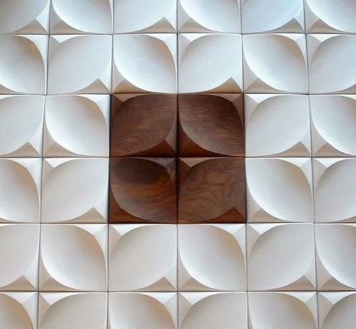 White 8 Mm Thick Polished Finish Ceramic 3D Wall Tiles For Bed Room