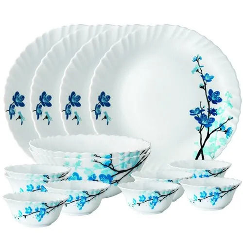 Durable Designed Printed Glossy Finish Round Shape Plastic Dinner Set