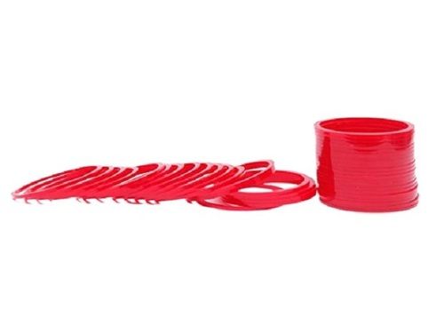 Round Plain Polished Red Plastics Bangles For Chuda, Set Of 40 Pieces Bangles Diameter: 38.1 X 27.94 X 10.16  Centimeter (Cm)