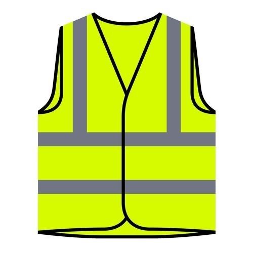 Green V Neck Polyester Plain Men Safety Jacket For Constructions Use