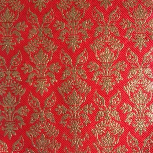 Red 100 Meter Washable  Cottons And Silks Jacquard Fabrics