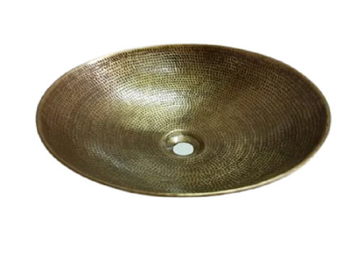 16x16x6 Inches Standard Design Oval Shaped Glossy Finish Brass And Pet Washbasin