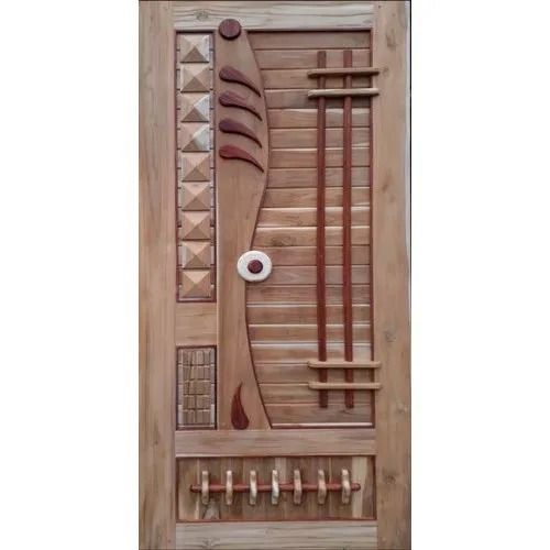 Brown 22 Mm Swing Polished Designer Wooden Door For Home