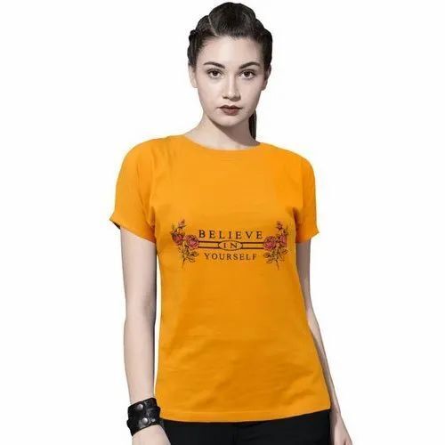 Ladies Plain Cotton Round Neck Short Sleeves T Shirt