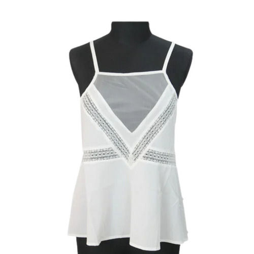 Ladies Regular Fit Sleeveless Daily Wear Plain Polyester Lace Top