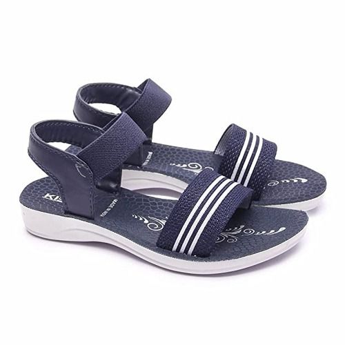 Grey Medium Heel Slip-On Type And Pu Outsole Based Fancy Fabric Sandals For Girl