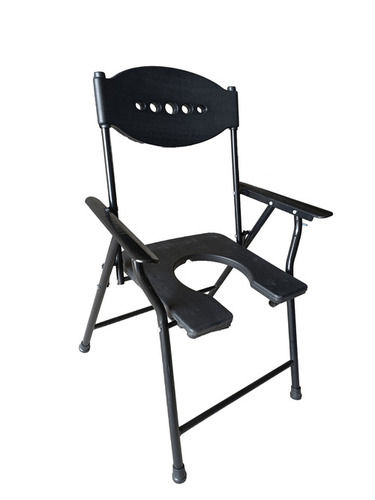 Portable Heavy Load Folding Adult Commode Chair (Black) For Patient, Old-Aged Design: One Piece