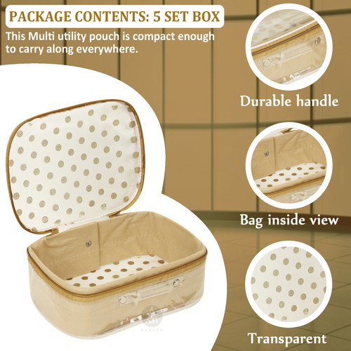 White And Brown Rasafa Set Of 5 Multi-Purpose Supreme Quality Jewellery Box