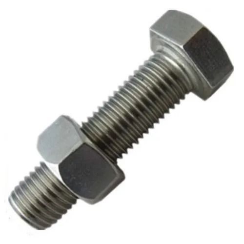 Silver 1.5 Inches Long Hexagonal Head Galvanized Mild Steel Bolt Nut