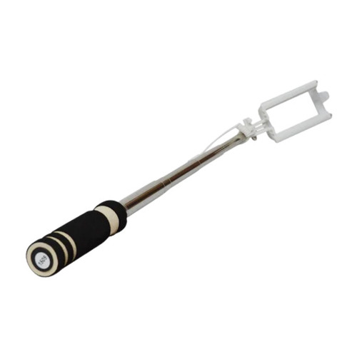 100 Gram ABS Plastic and Steel Body Adjustable Neck Selfie Stick - Material: ABS Plastic & Steel, Size: Lightweight Design, Color: White & Silver | Flexible Use, Adjustable Length for Perfect Angles