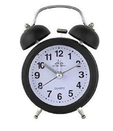 Black And White 18X18 Inch Lightweight Glossy Finish Plastic Round Analog Alarm Watch