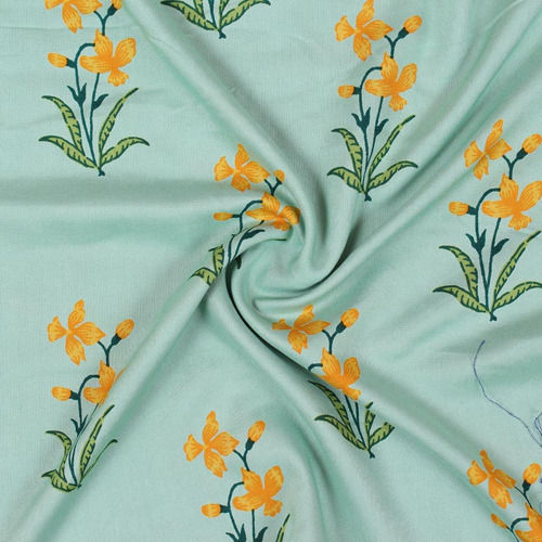 Sea Green 45 Inches Wide 30S Yarn Count Tear Resistance Rayon Printed Fabric