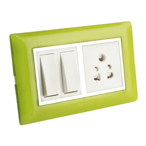 Polycarbonate Electrical Modular Switch - 7x5 Inches | 240 Volt, 6 Ampere, White And Green, 4 Ohm Contact Resistance