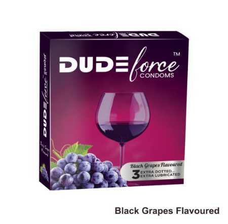 Black Grapes Flavoured Dudeforce Dotted Condom