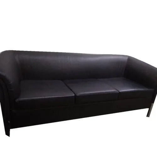 Black High Resiliency French Design With Rails 3-Seater Leather Living Room Leather Sofa