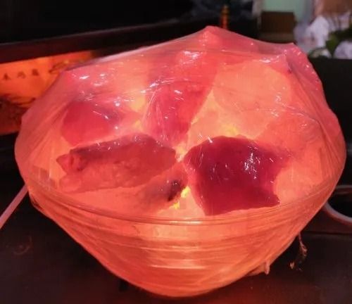 Modern Himalayan Salt Lamp - Square Shape with Energy Saving Light Source, Elegant Red Glow for Home Decoration