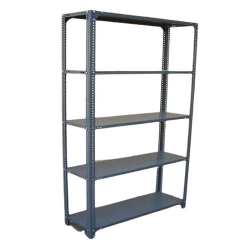 Gray Rectangular Galvanized Mild Steel Slotted Angle Rack With Five Shelve