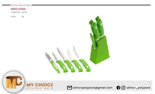 सब्जी और फलों को काटने के लिए मेटल स्टेनलेस स्टील ग्रीन नाइफ सेट