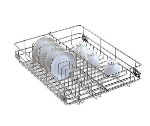  भंडारण के लिए सिल्वर 20X15X4 सेमी आयताकार स्टेनलेस स्टील रसोई की टोकरी 