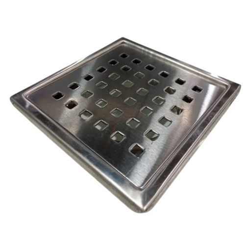 6x6 Inches Corrosion Resistance Square Shaped Glossy Finish Stainless Steel Floor Drain